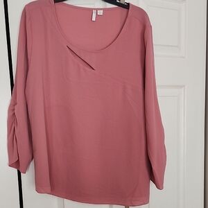 Cato Pink Relaxed Asymmetrical Blouse 3/4 Sleeve